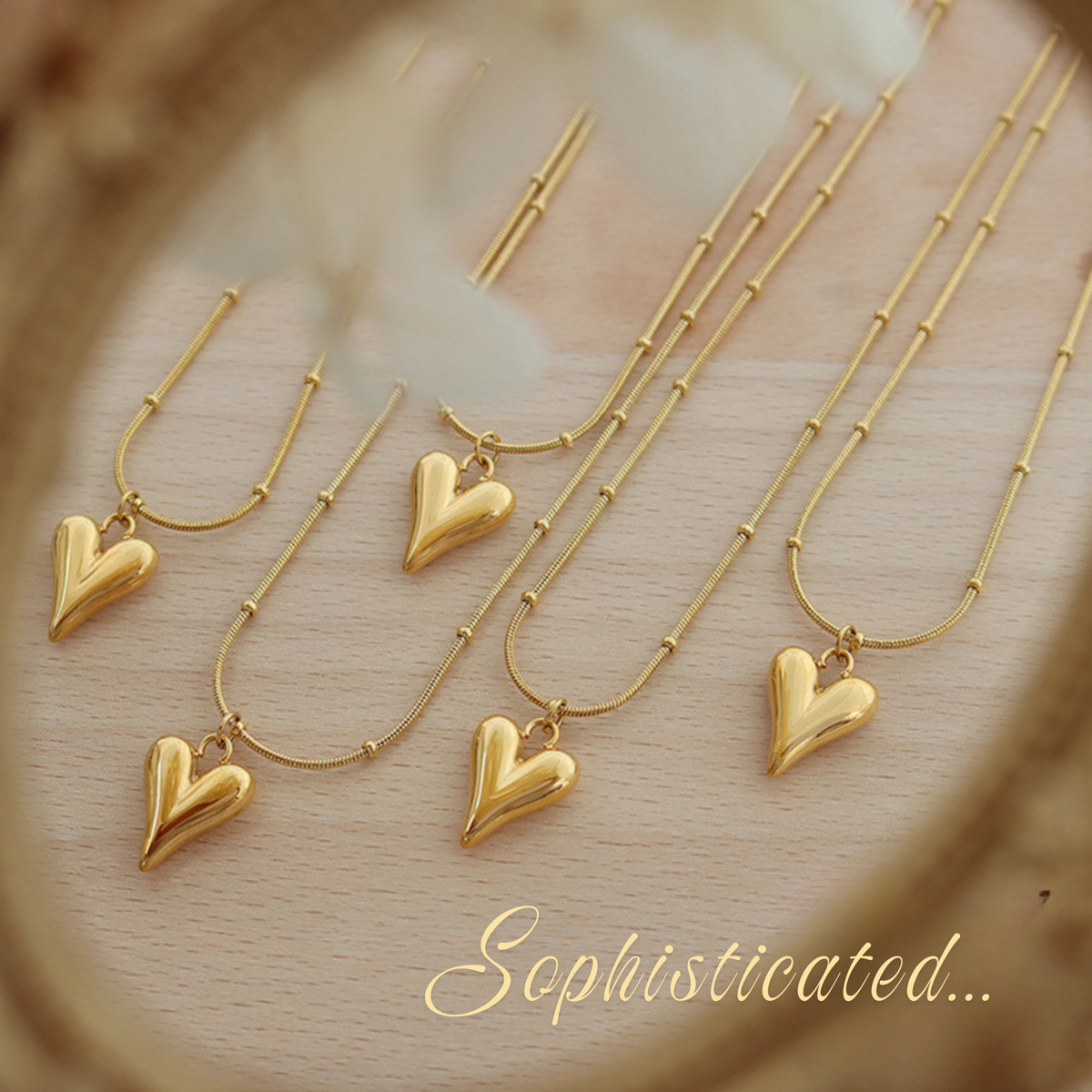 Golden Heart Pendant Chain