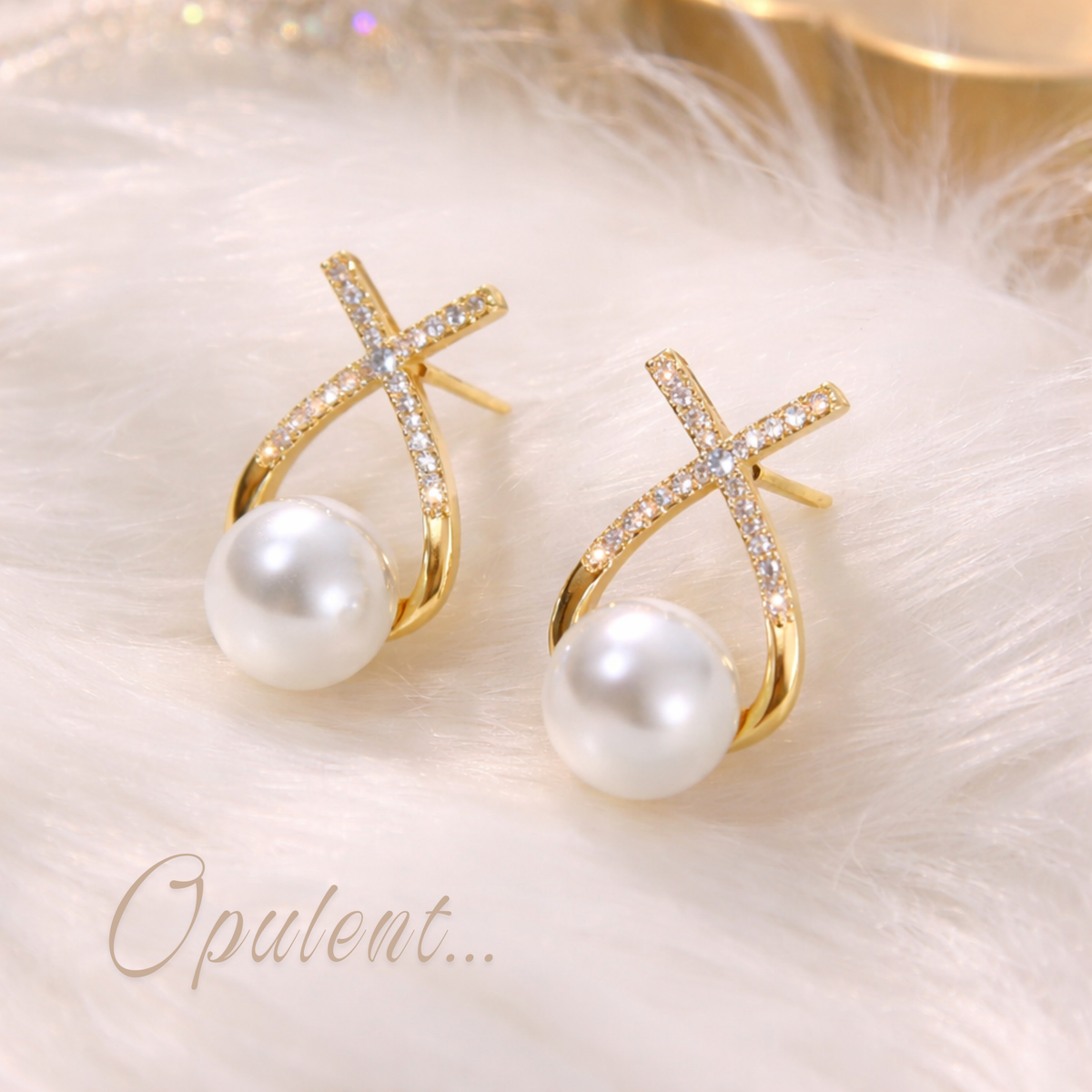 Pearl Drop Cross Hoop Earrings